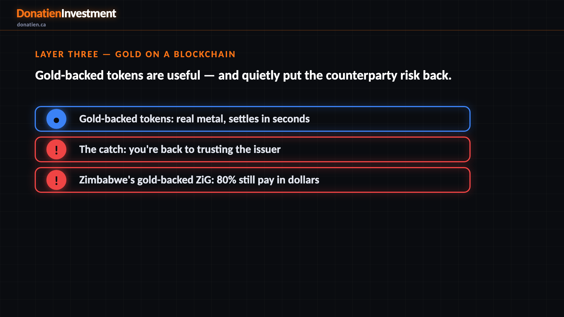 Layer three — gold on a blockchain