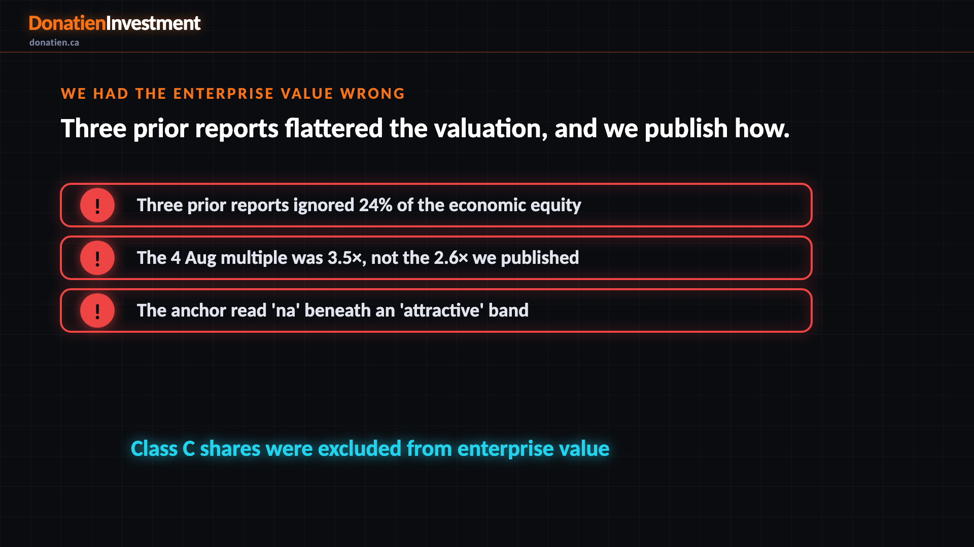 We had the enterprise value wrong