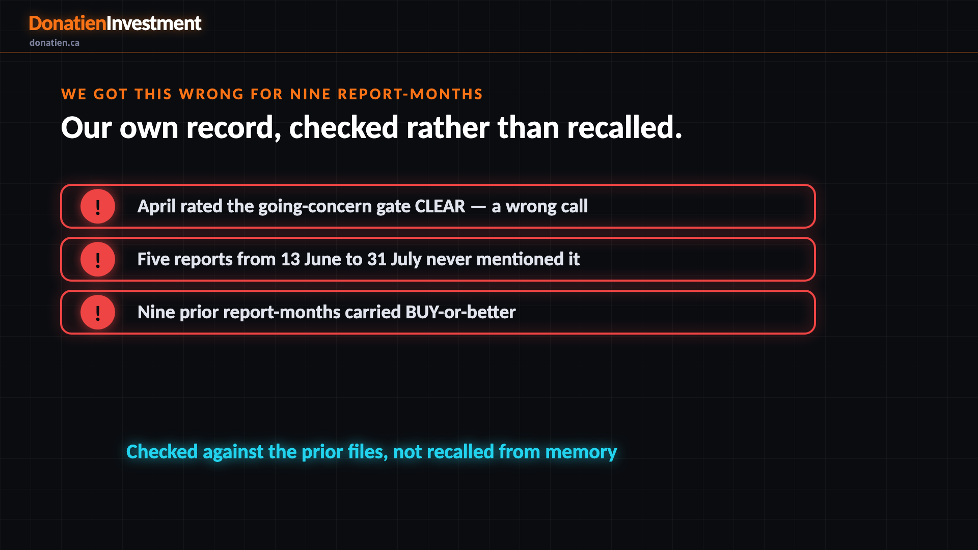 We got this wrong for nine report-months