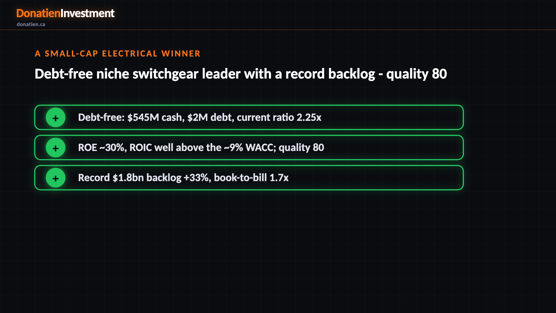 A small-cap electrical winner