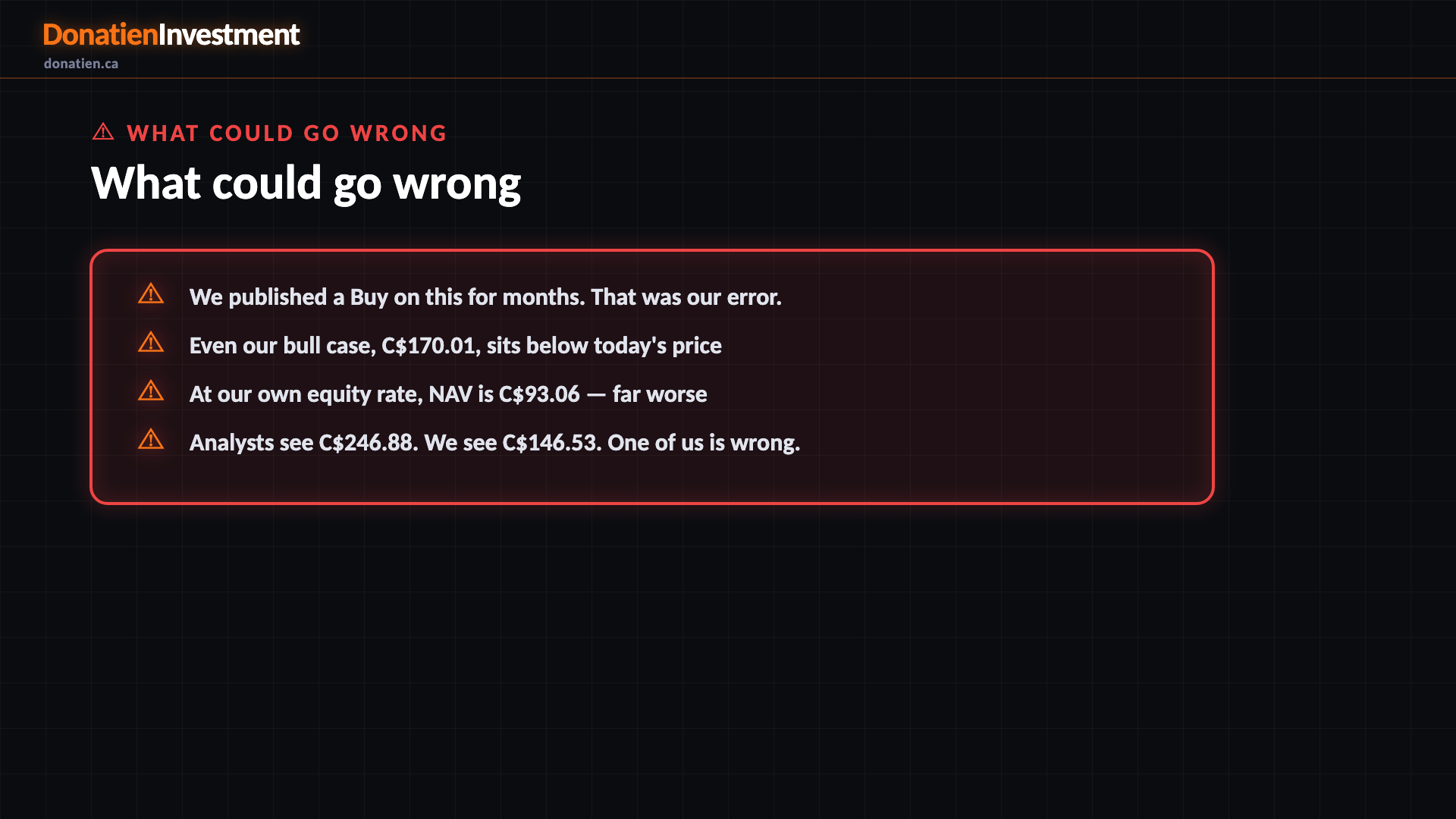 What could go wrong — Donatien Investment