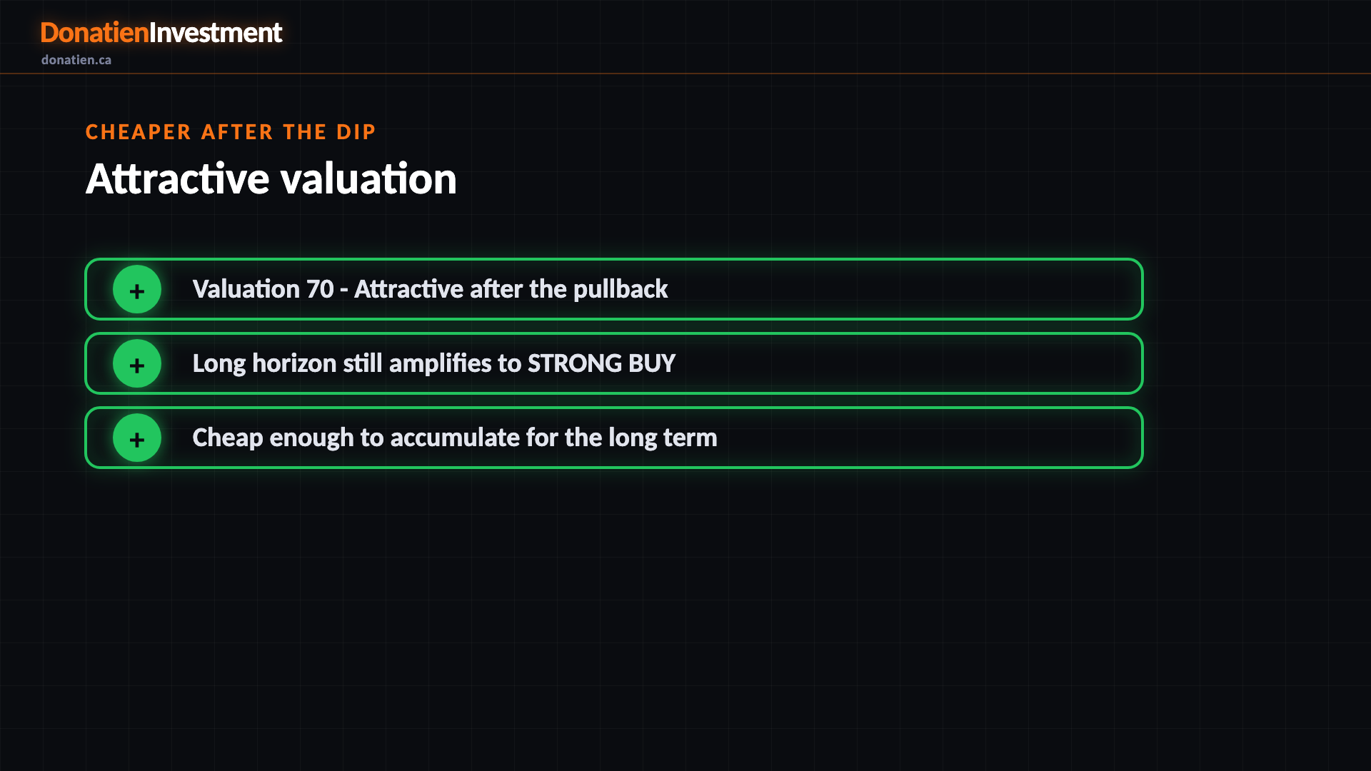 Cheaper after the dip