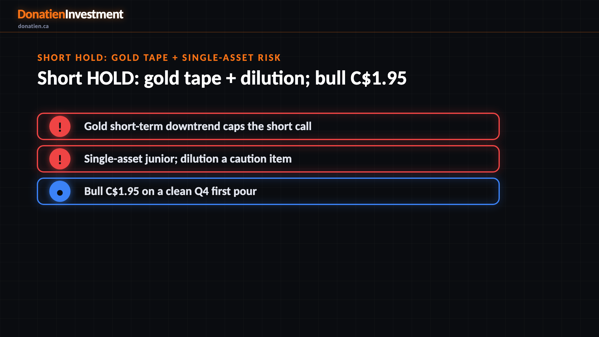 Short HOLD: gold tape + single-asset risk