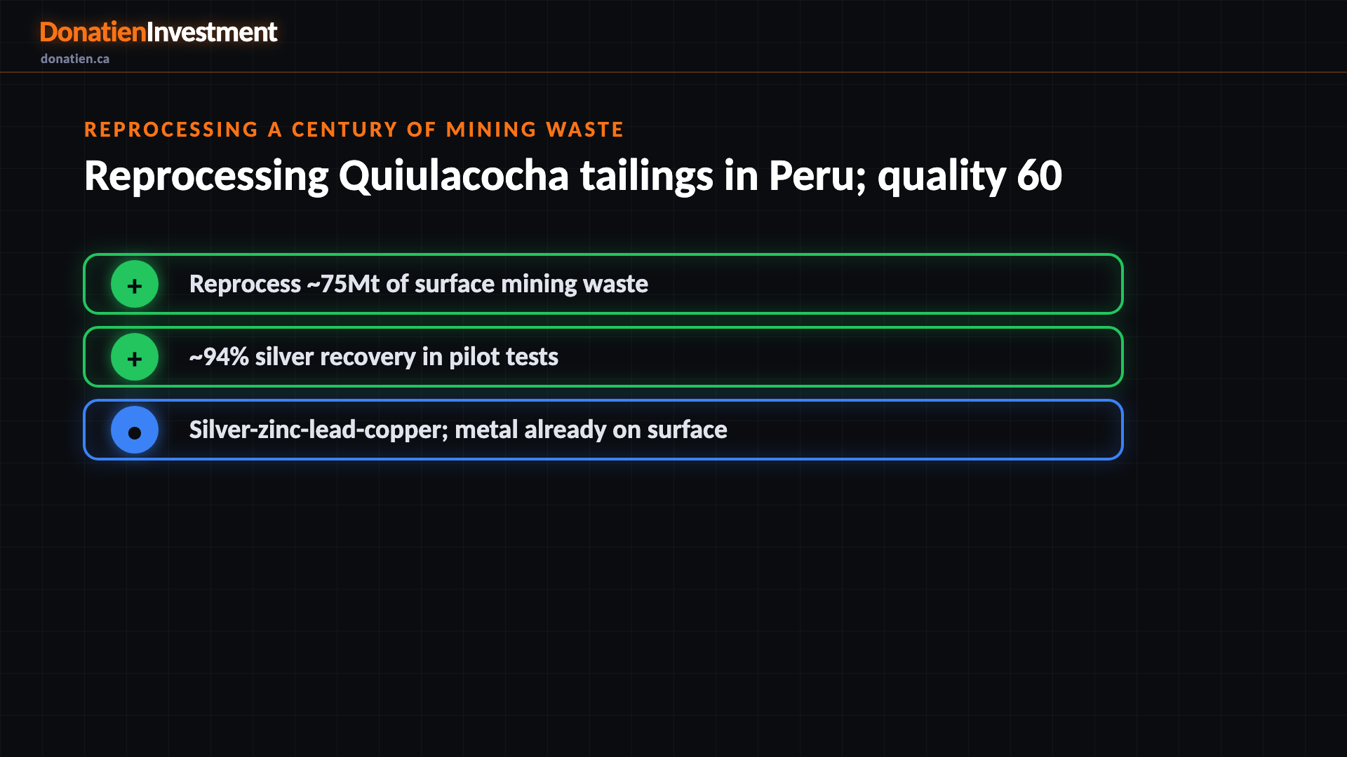 Reprocessing a century of mining waste