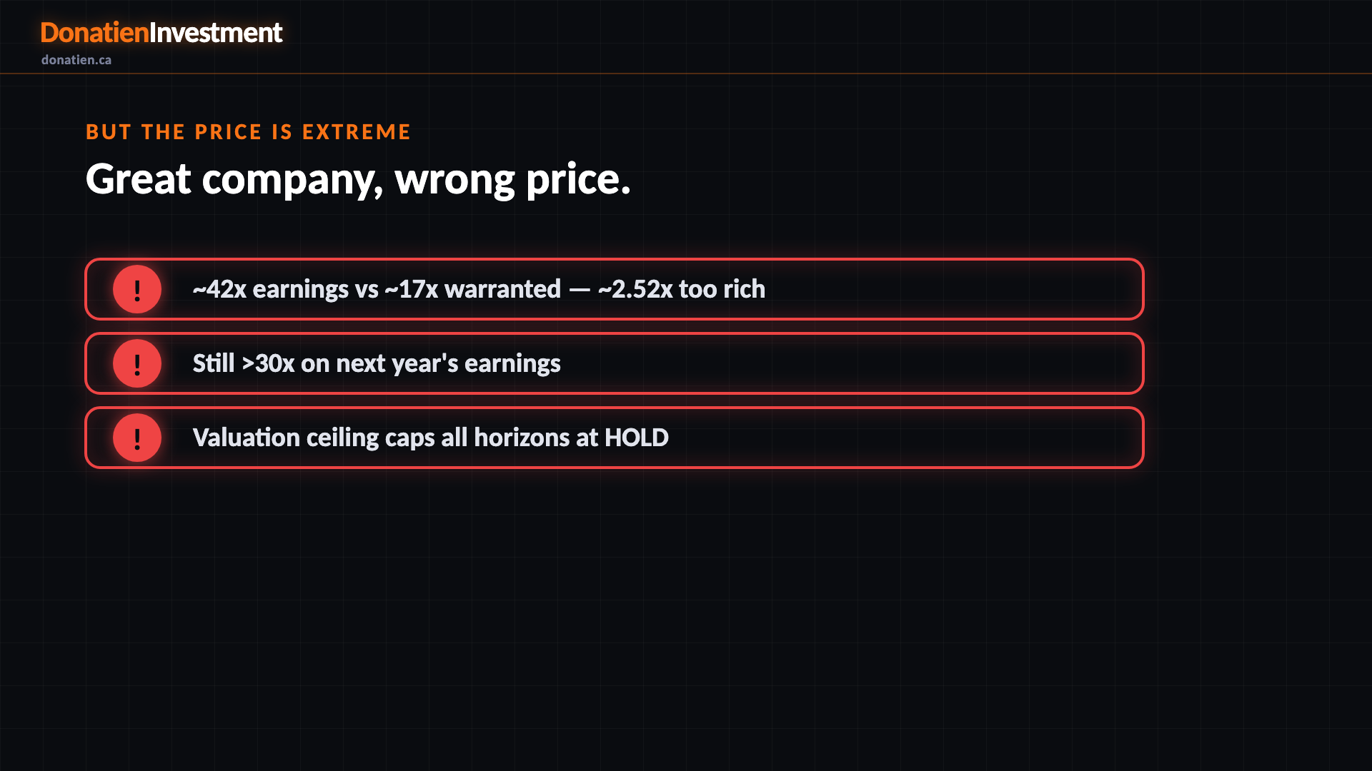 But the price is extreme