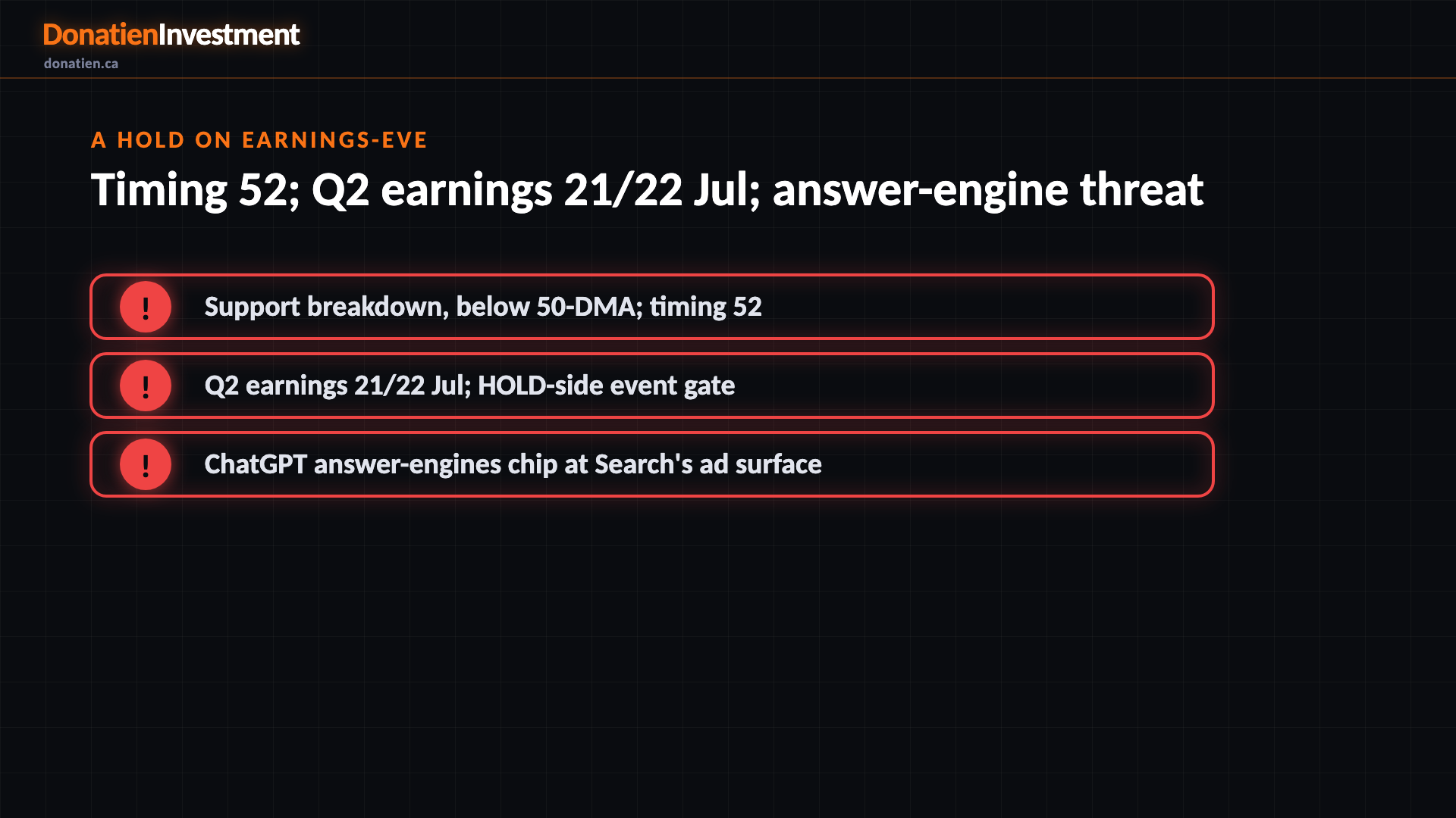 A hold on earnings-eve