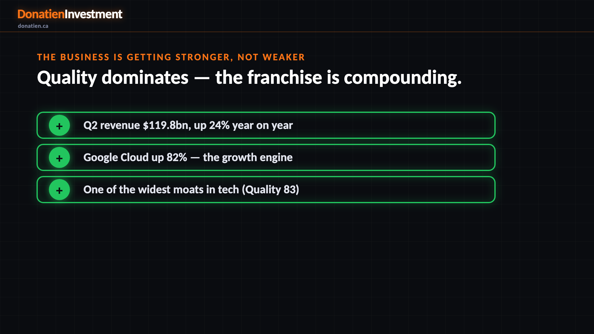 The business is getting stronger, not weaker