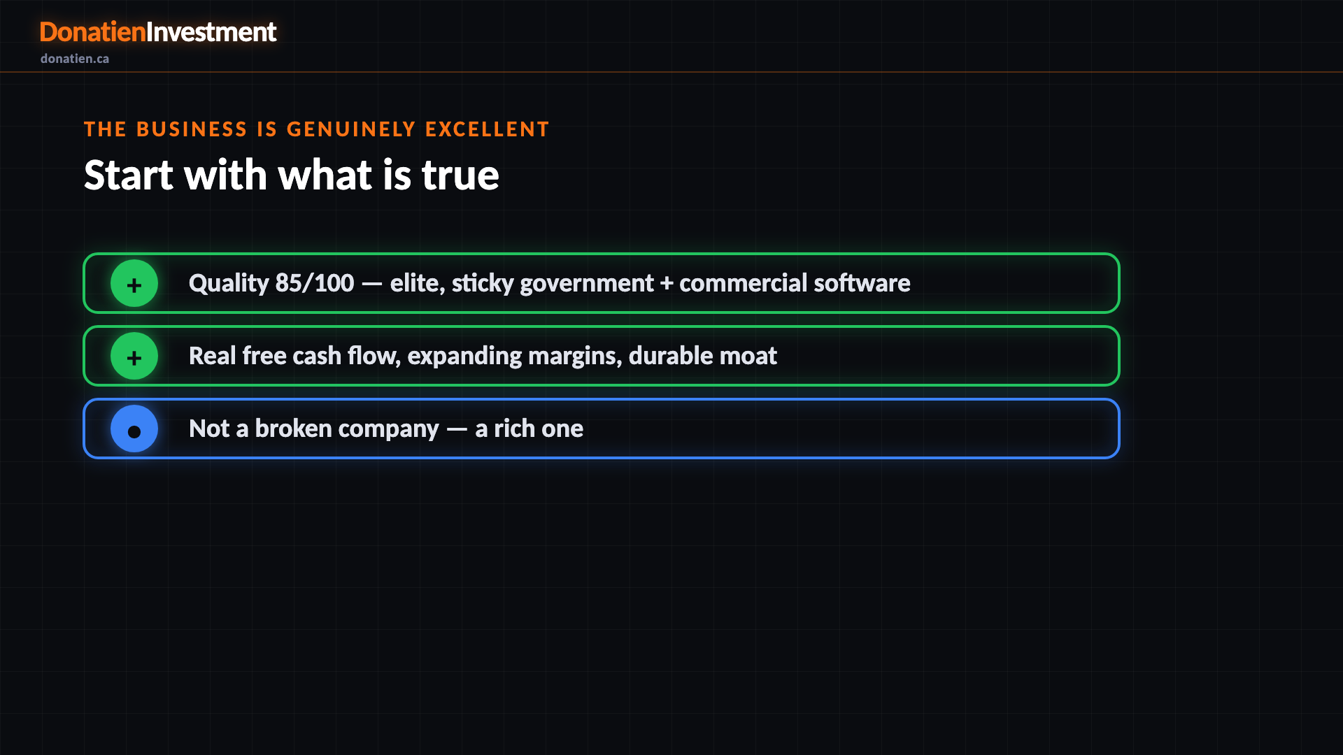 The business is genuinely excellent