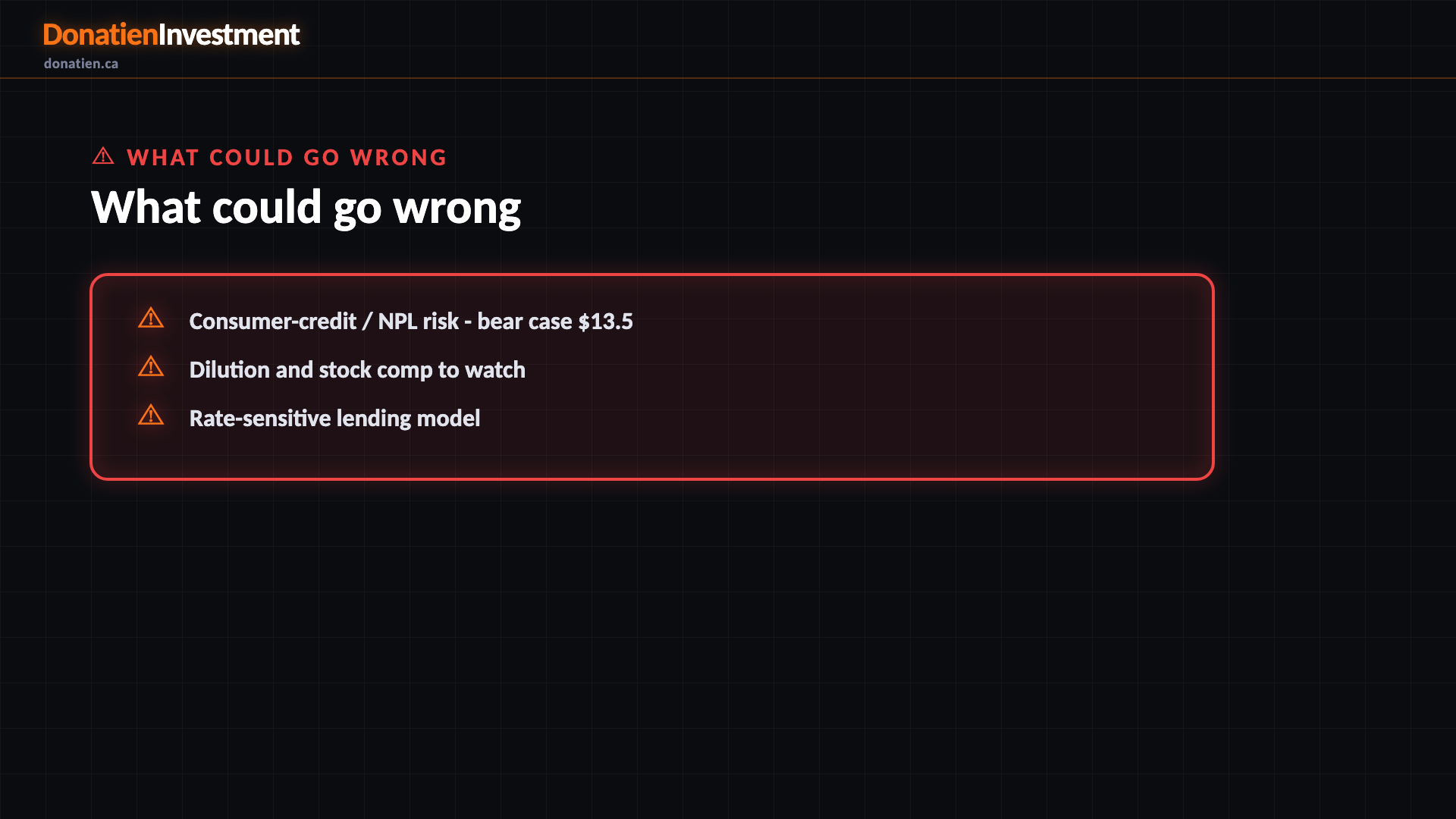 What could go wrong — Donatien Investment