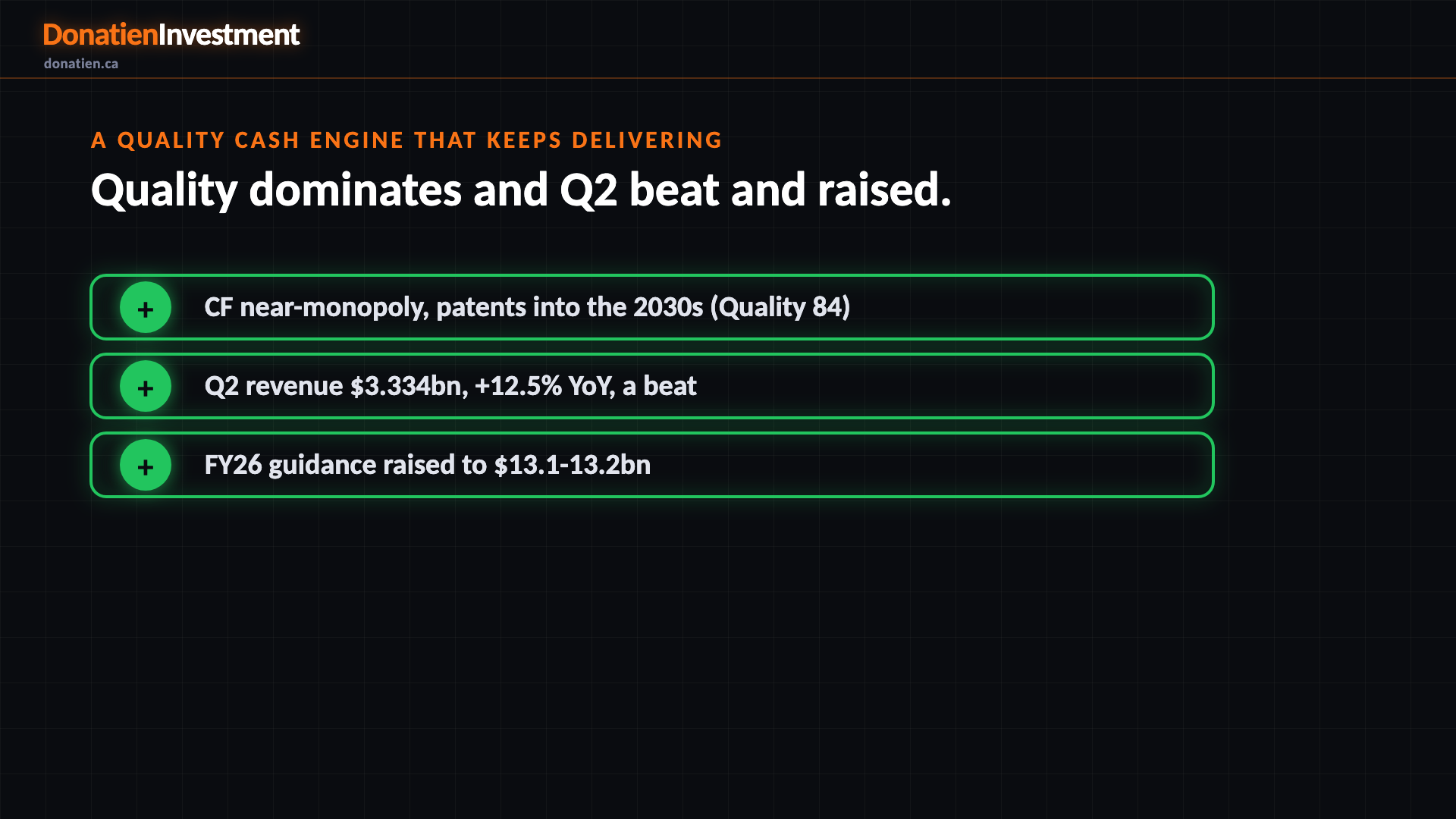 A quality cash engine that keeps delivering