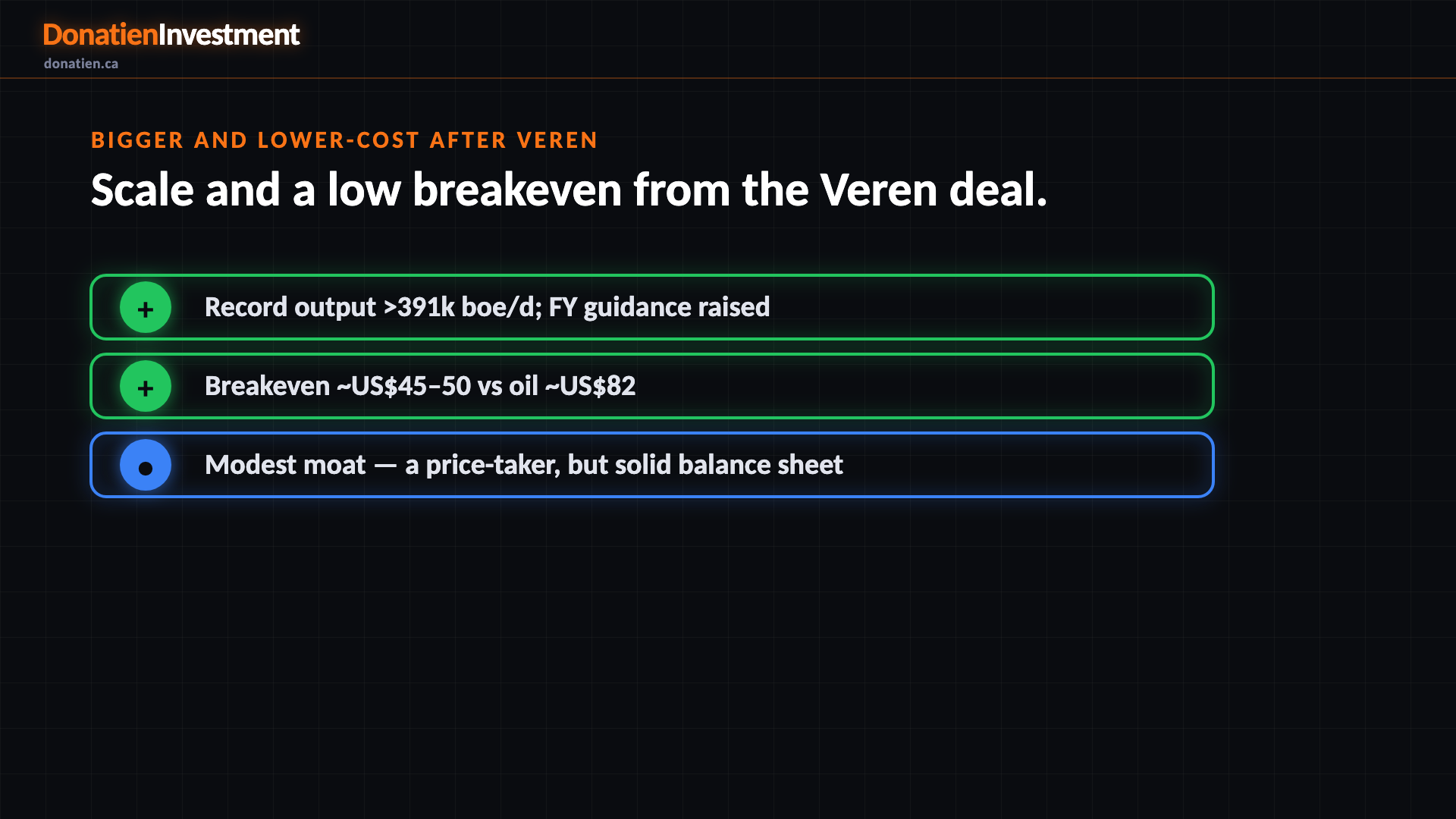 Bigger and lower-cost after Veren